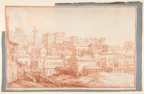 View of Rome by François Le Moyne, drawing, 1724