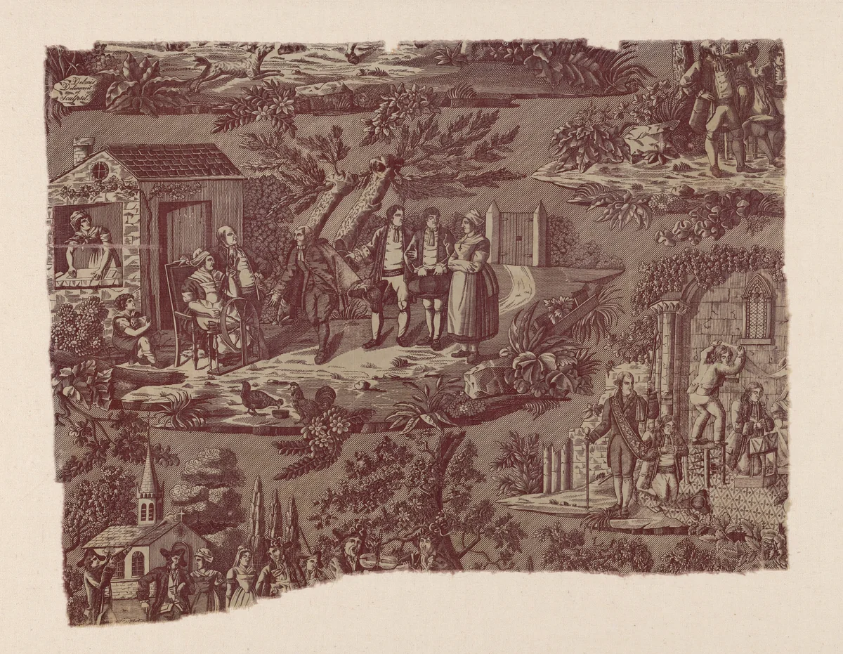 La Noce de Campagne (The Country Wedding) (Furnishing Fabric) by Hippolyte Lecomte, textile, 1816-1825