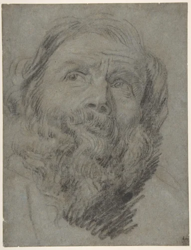 Head of an Apostle by Anthony van Dyck, drawing, 1610-1641