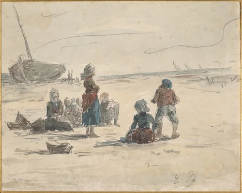 Fishermen's Wives by Eugène Boudin, drawing, 1850-1865