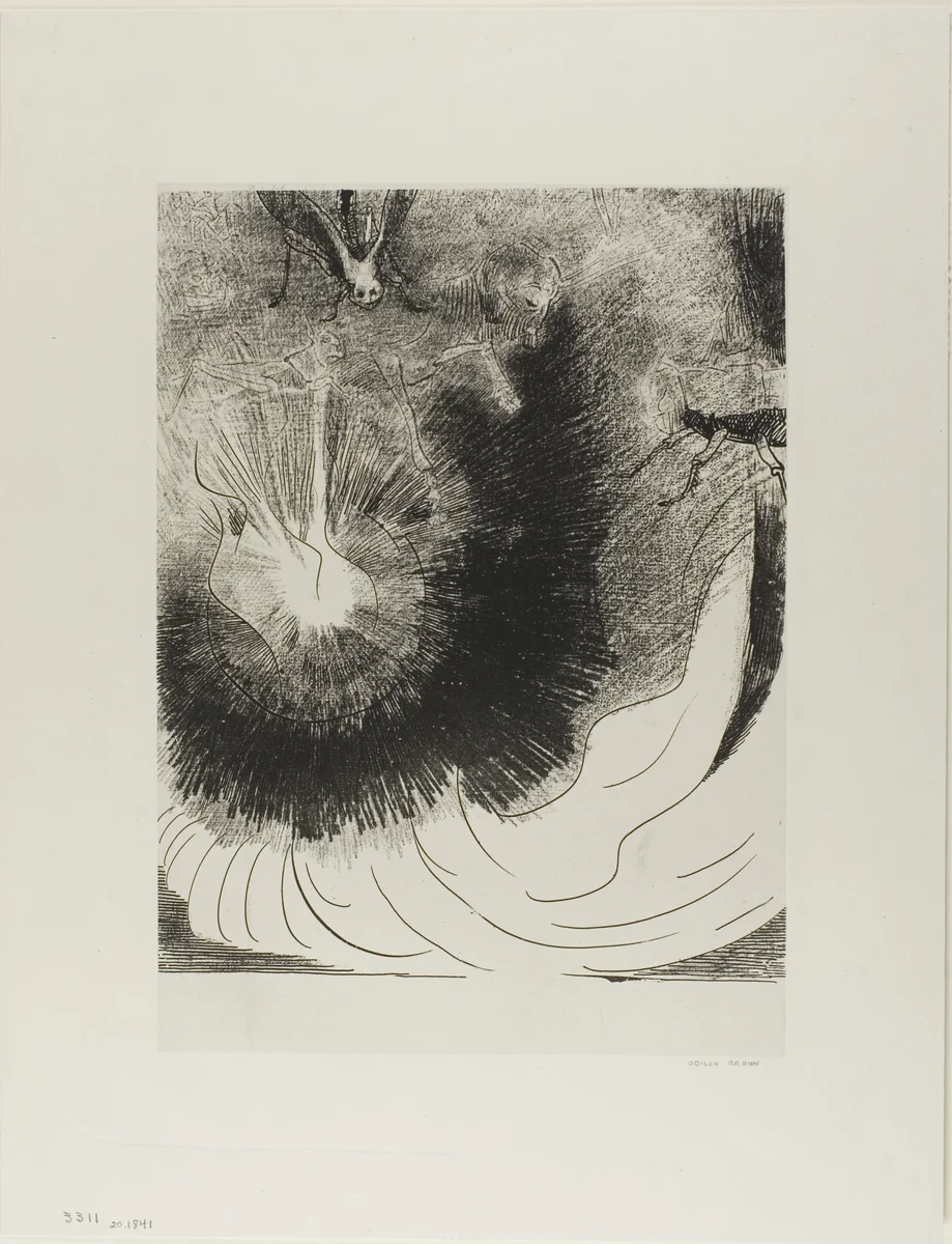 And There Fell a Great Star From Heaven, Burning as it Were a Lamp, plate 5 of 12 by Odilon Redon, print, 1899