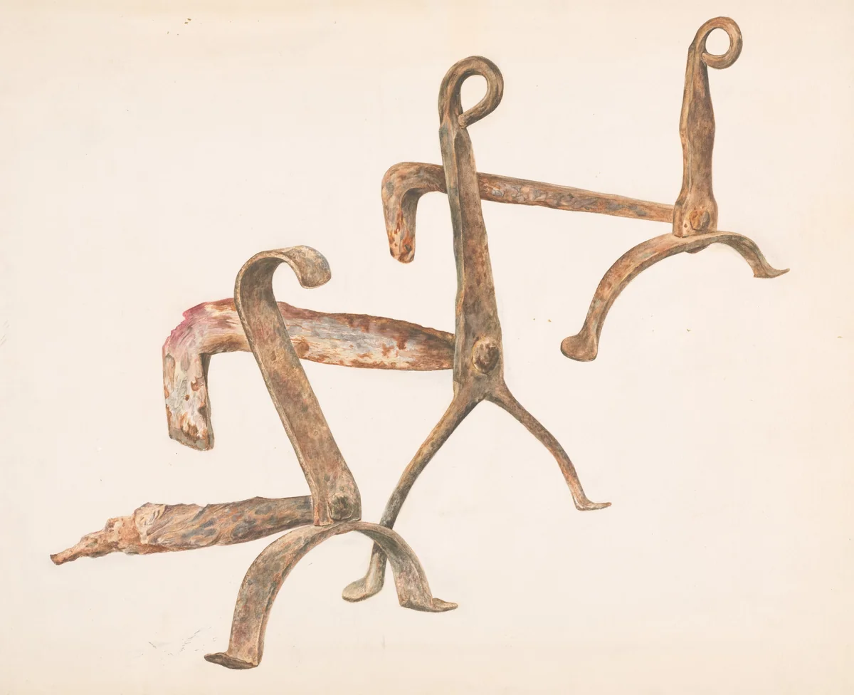 Fire Dogs or Andirons by Frank J. Mace, index of american design, 1938