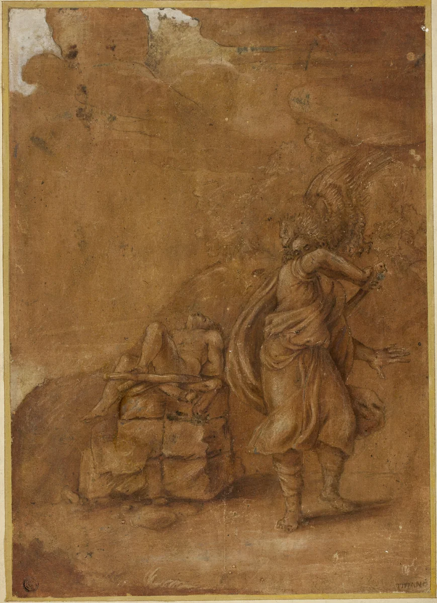Sacrifice of Isaac by Lelio Orsi, drawing, 1531-1587