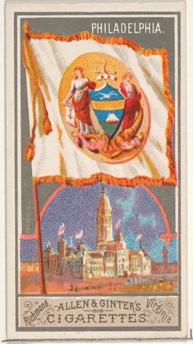 Philadelphia, from the City Flags series (N6) for Allen & Ginter Cigarettes Brands by Allen & Ginter, print, 1887