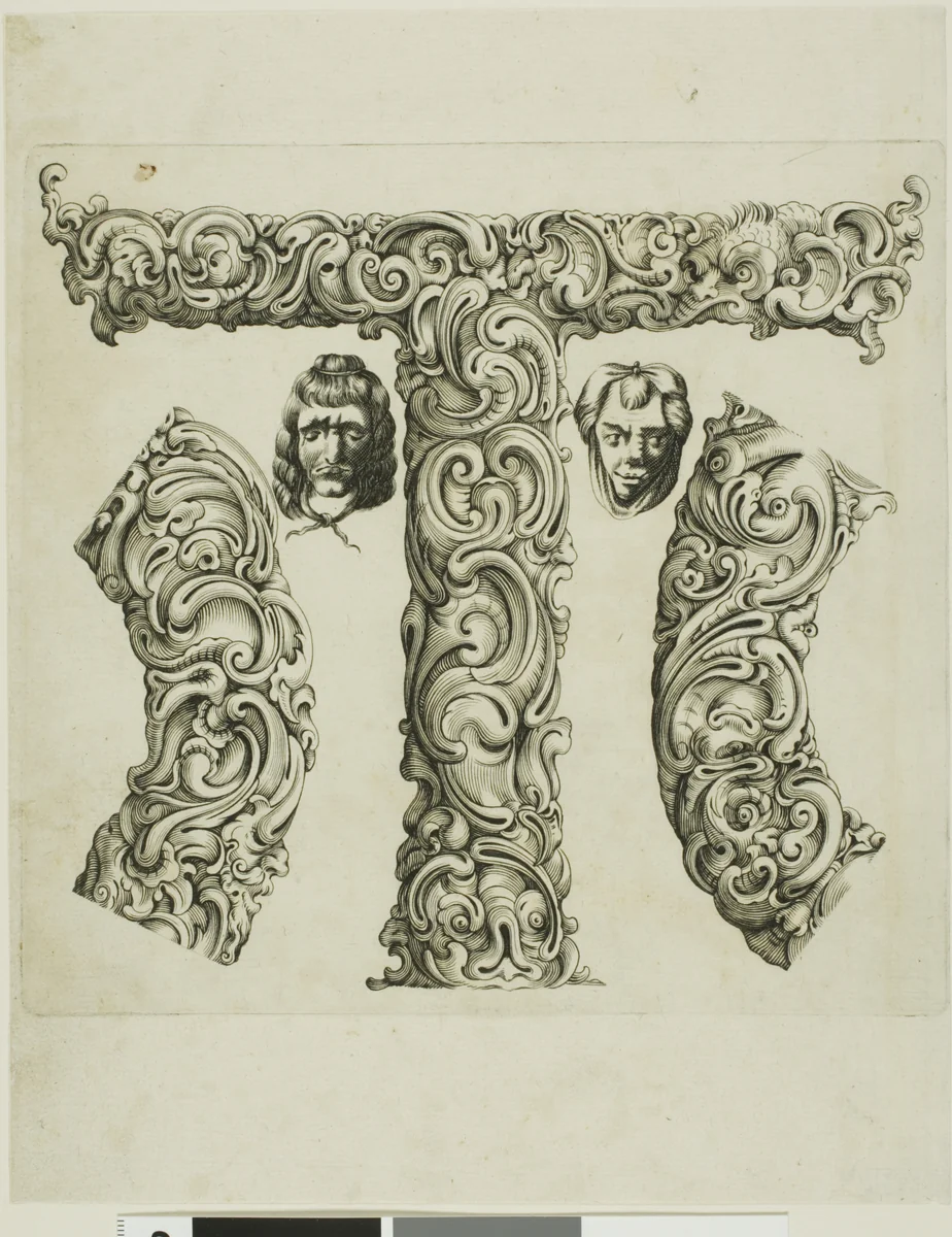 Letter T by Peter Aubry, print, 1630