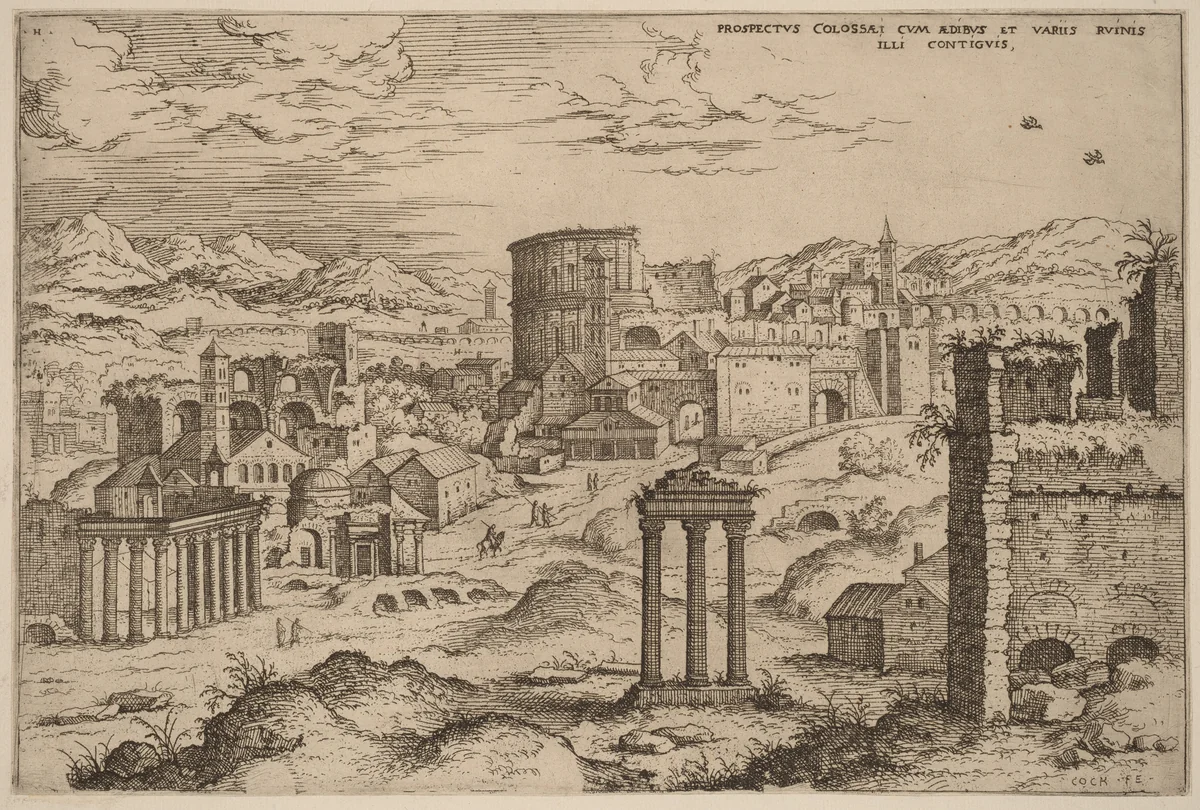 View of the Forum by Hieronymus Cock, print, 1550