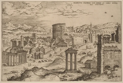View of the Forum by Hieronymus Cock, print, 1550