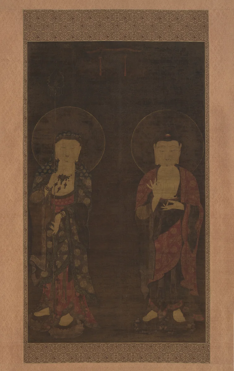 Amitabha and Kshitigarba by Unidentified Artist, painting, 1300-1349