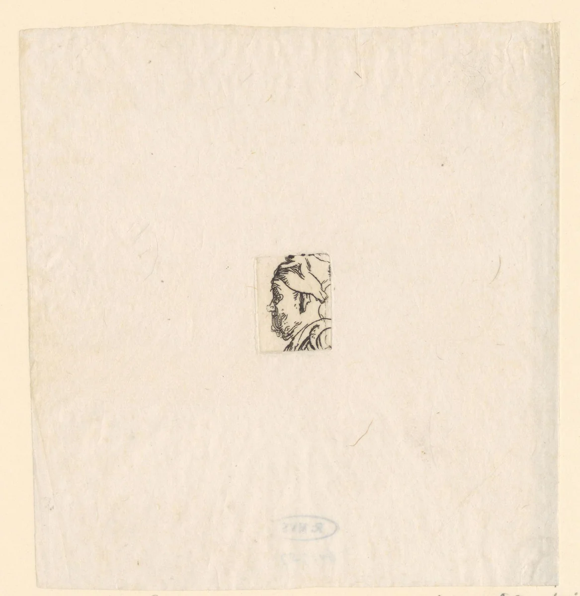 Hoofd van man met muts, naar links by William James Smith, print, 1824