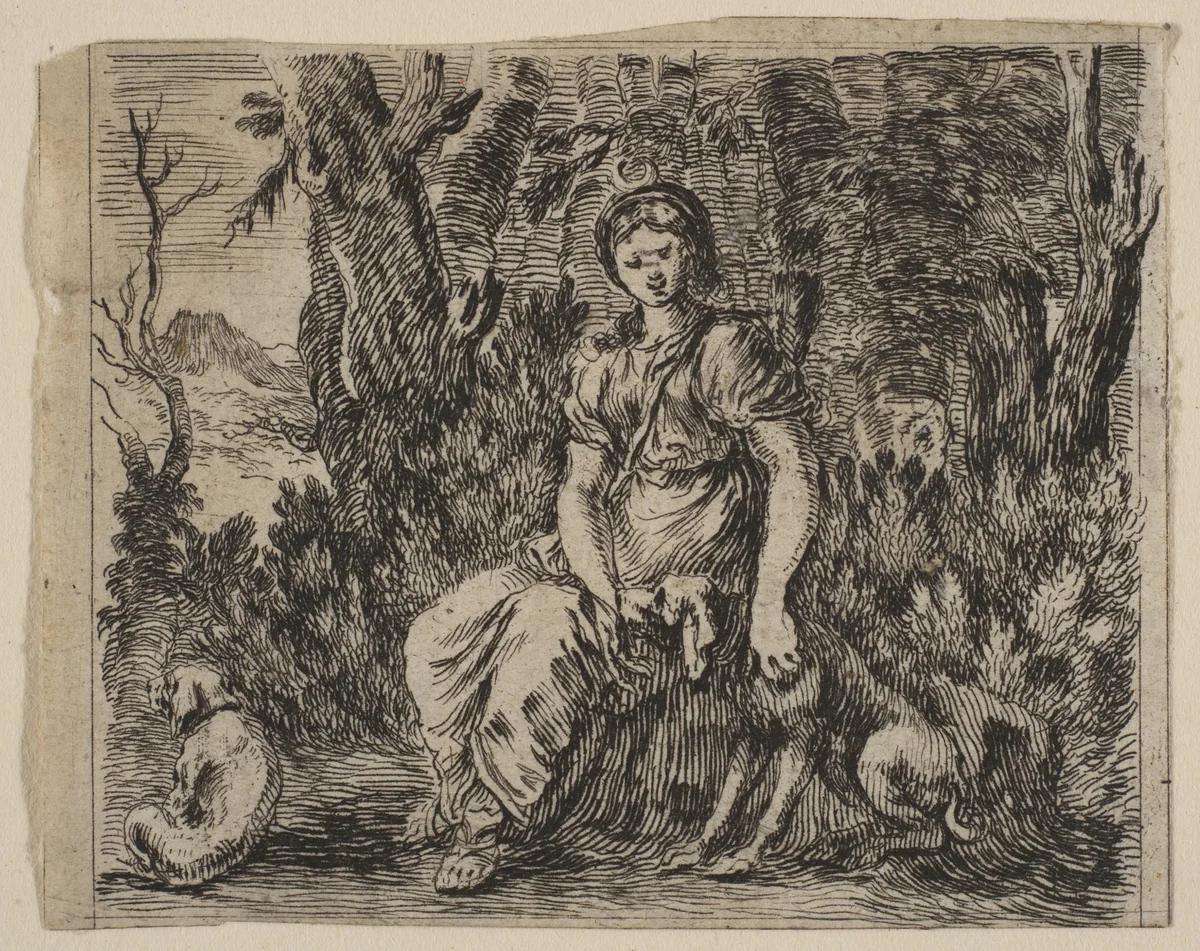 Diana, from 'Game of Mythology' (Jeu de la Mythologie) by Stefano della Bella, print, 1644