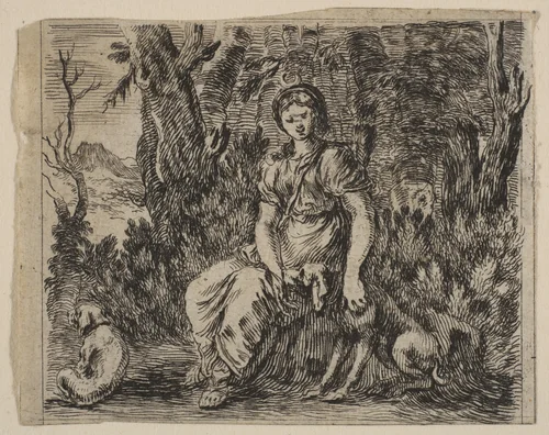 Diana, from 'Game of Mythology' (Jeu de la Mythologie) by Stefano della Bella, print, 1644