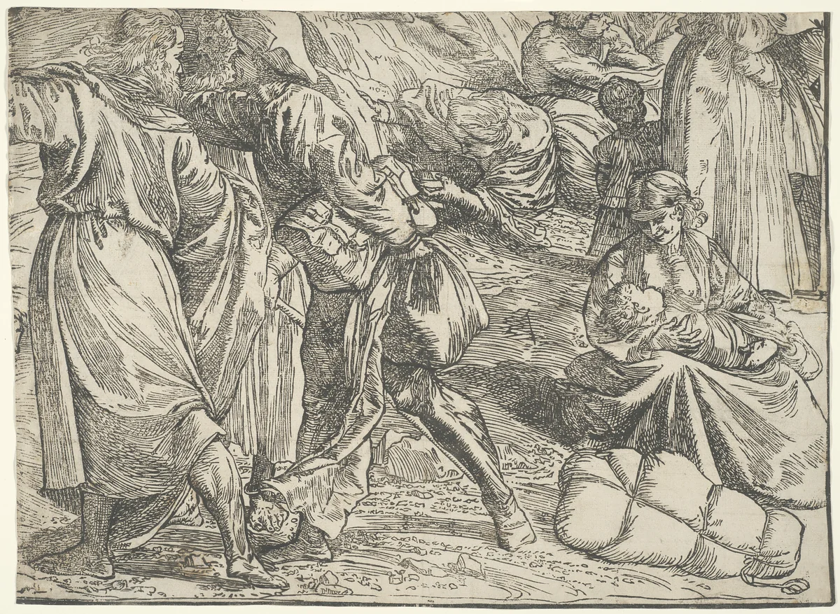 The Submersion of Pharaoh's Army in the Red Sea by Titian, print, 1510-1520