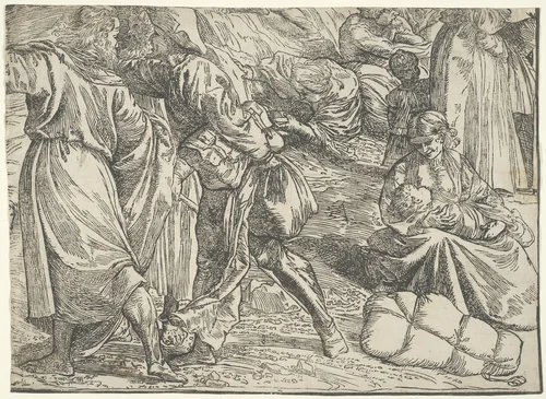 The Submersion of Pharaoh's Army in the Red Sea by Titian, print, 1510-1520