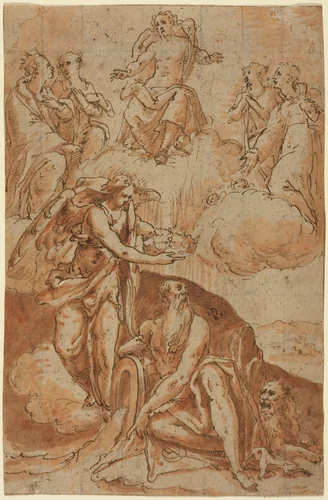 Saint Jerome (?) by Netherlandish 16th Century, drawing, 1500-1599