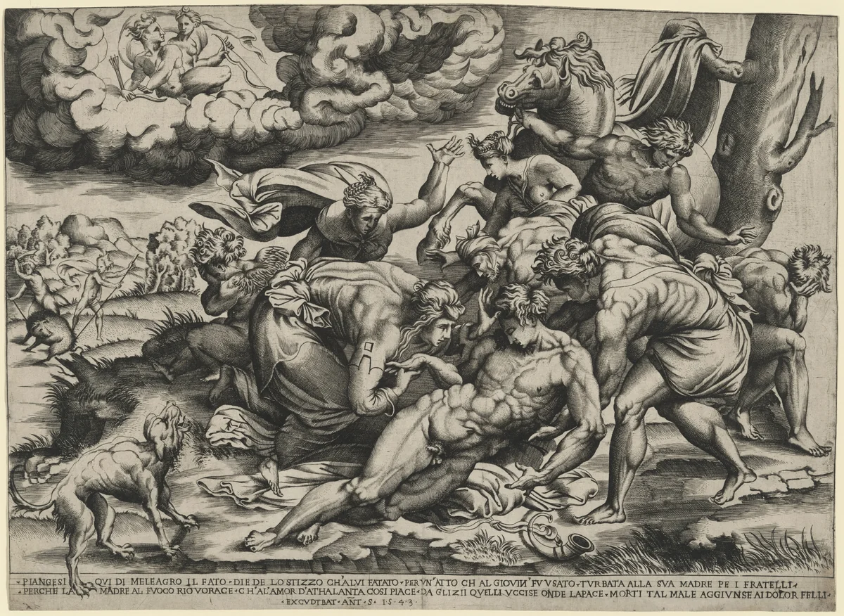The Death of Meleager by Nicolas Beatrizet, print, 1543