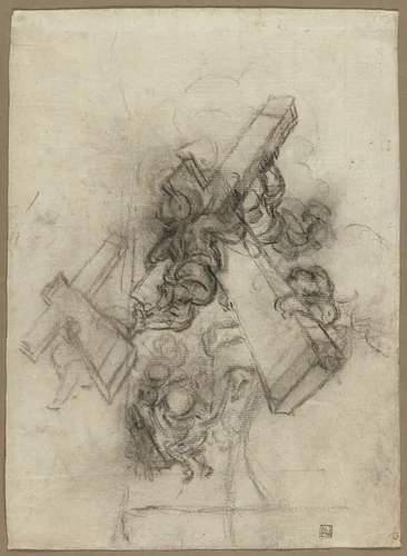 Putti Carrying the Cross (recto); Studies of a Hand (verso) by Gian Lorenzo Bernini, drawing, 1672-1675