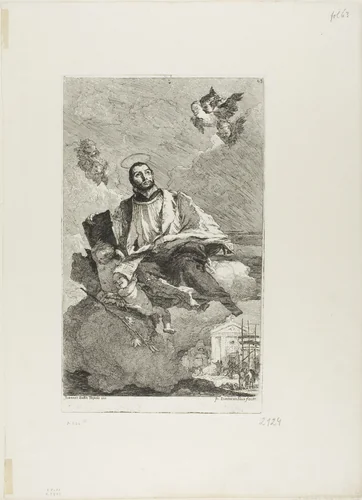 St. Gaetano of Thiene by Giovanni Domenico Tiepolo, print, 1757-1804