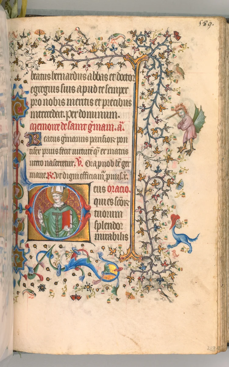 Hours of Charles the Noble, King of Navarre (1361-1425): fol. 289r, St. Germain by Master of the Brussels Initials and Associates, book, 1400-1410