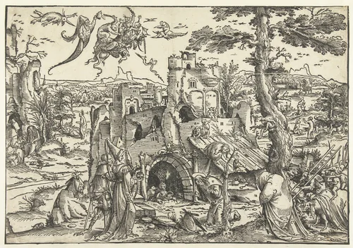 Verzoeking van de heilige Antonius by Jan Wellens de Cock, print, 1522