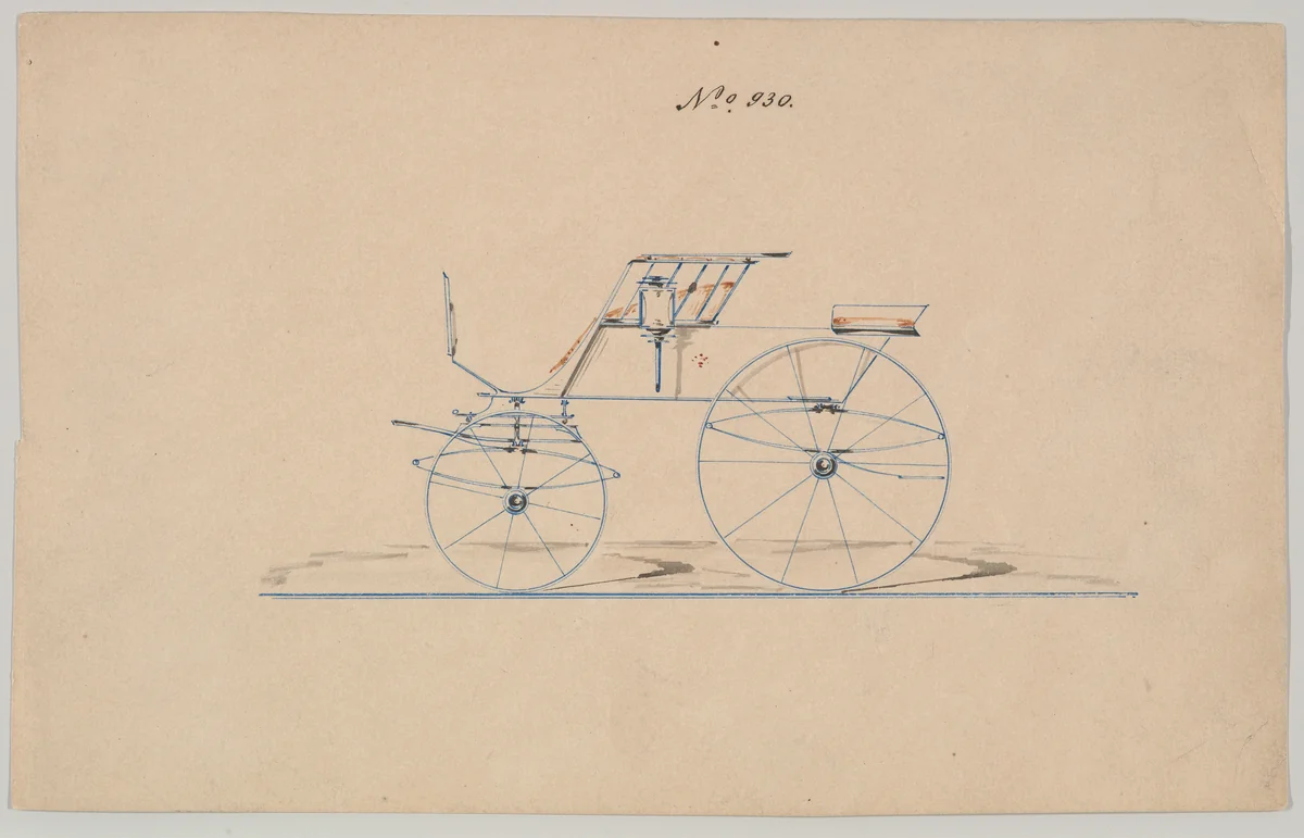 T-Cart Phaeton # 930 by Brewster & Co., drawing, 1850-1870