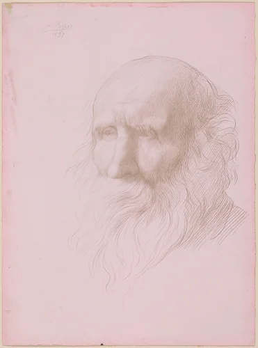 Head of an Old Man by Alphonse Legros, drawing, 1897