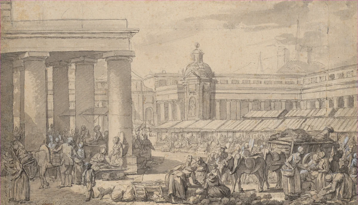 The Interior of a Large Market by Nicolas-Bernard Lépicié, drawing, 1770-1780