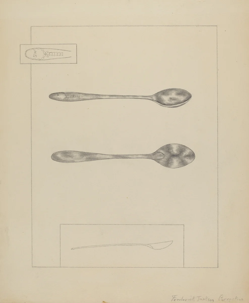 Silver Teaspoon by Frederick Jackson, index of american design, 1935-1942