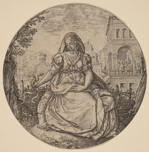 Allegory of Prudence by Hendrick Goltzius, print, 1586