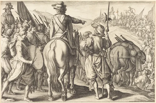 The Troops on the March by Jacques Callot, print, 1614
