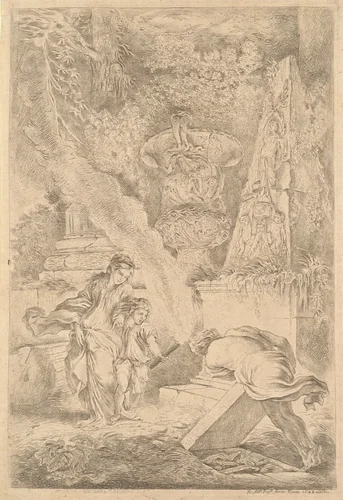 Theseus Finding Aegeus' Arms by Giovanni Benedetto Castiglione, print, 1640-1650