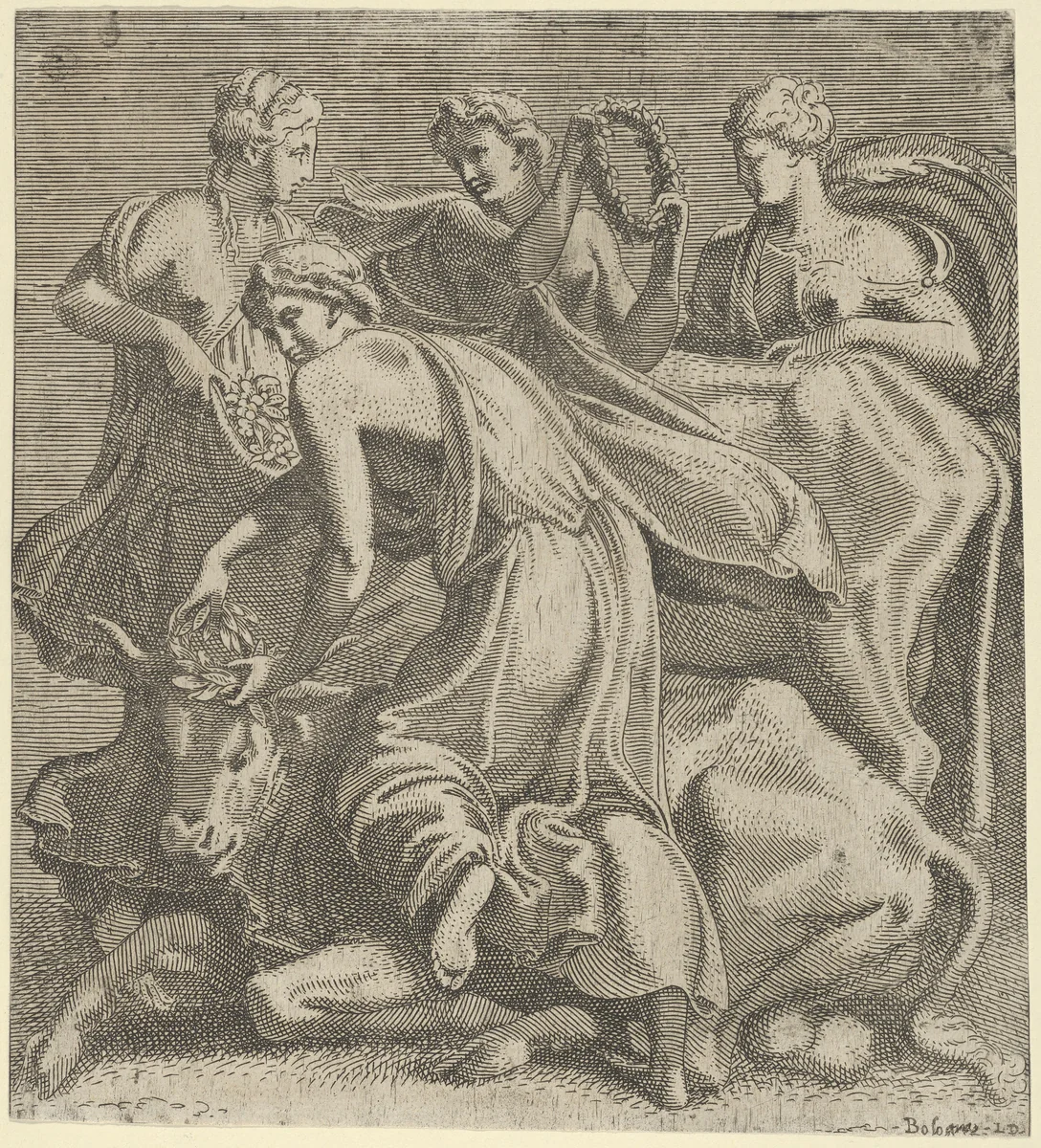 The Rape of Europa by Léon Davent, print, 1537-1550
