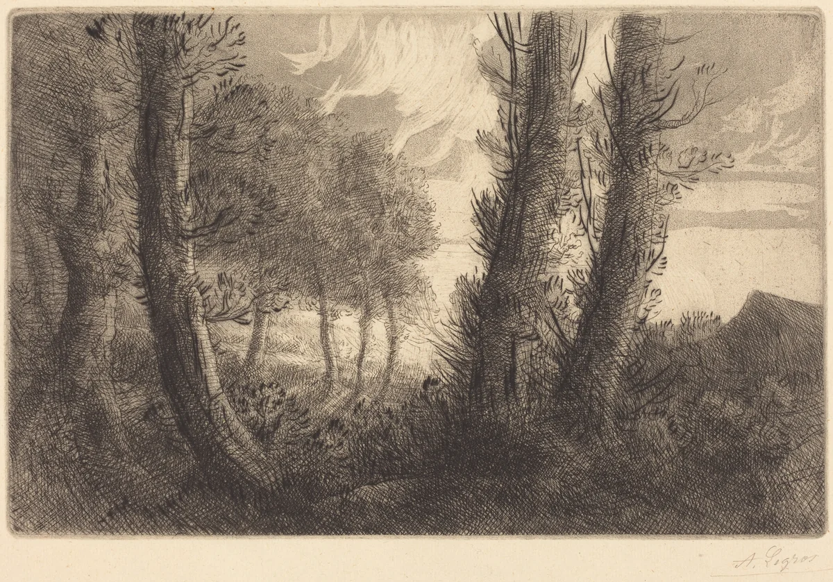 Landscape (Paysage) by Alphonse Legros, print, 1837-1911