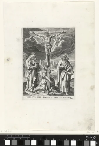 Christus aan het kruis by Johann Sadeler, print, 1587-1589