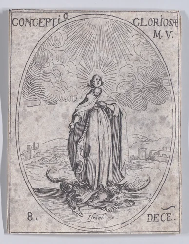 La Conception Glorieuse de la Se. Vierge (The Immaculate Conception), December 8th, from "Les Images De Tous Les Saincts et Saintes de L'Année" (Images of All of the Saints and Religious Events of the Year) by Jacques Callot, print, 1636