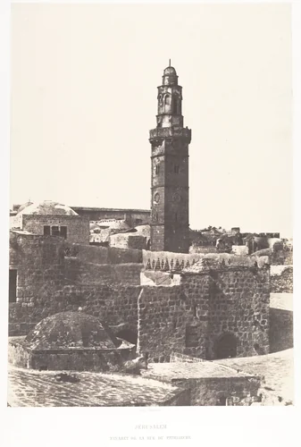 Jérusalem, Minaret de la Rue du Patriarche by Auguste Salzmann, photograph, 1854-1859