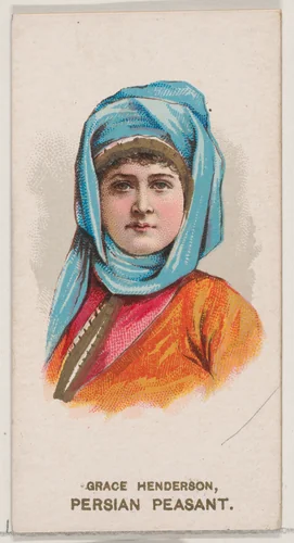 Grace Henderson Dressed as Persian Peasant, from the set Actors and Actresses, Second Series (N71) for Duke brand cigarettes by W. Duke, Sons & Co., print, 1888-1890