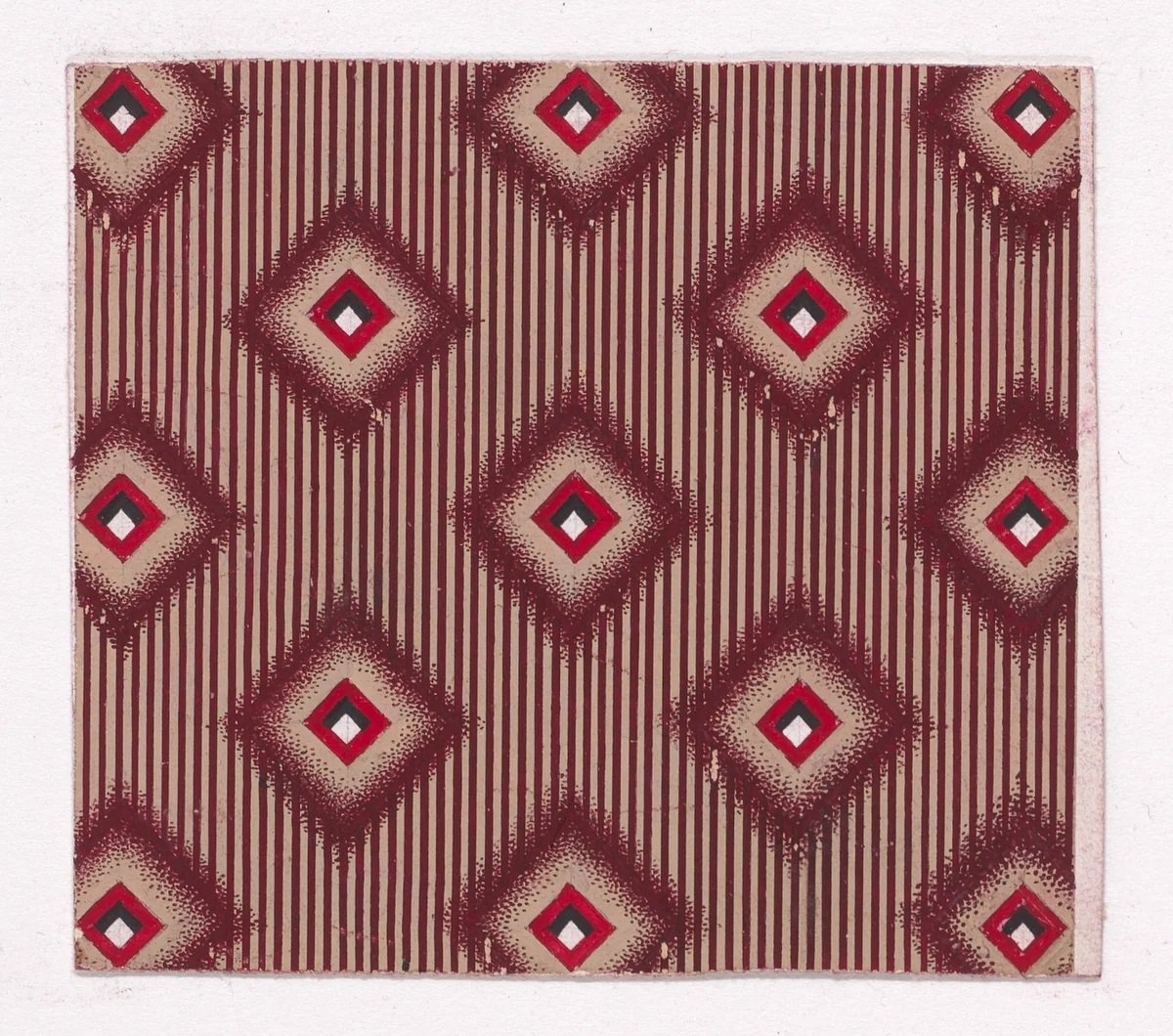 Textile Design with Alternating Lozenges over a Striped Background by anonymous, drawing, 1840