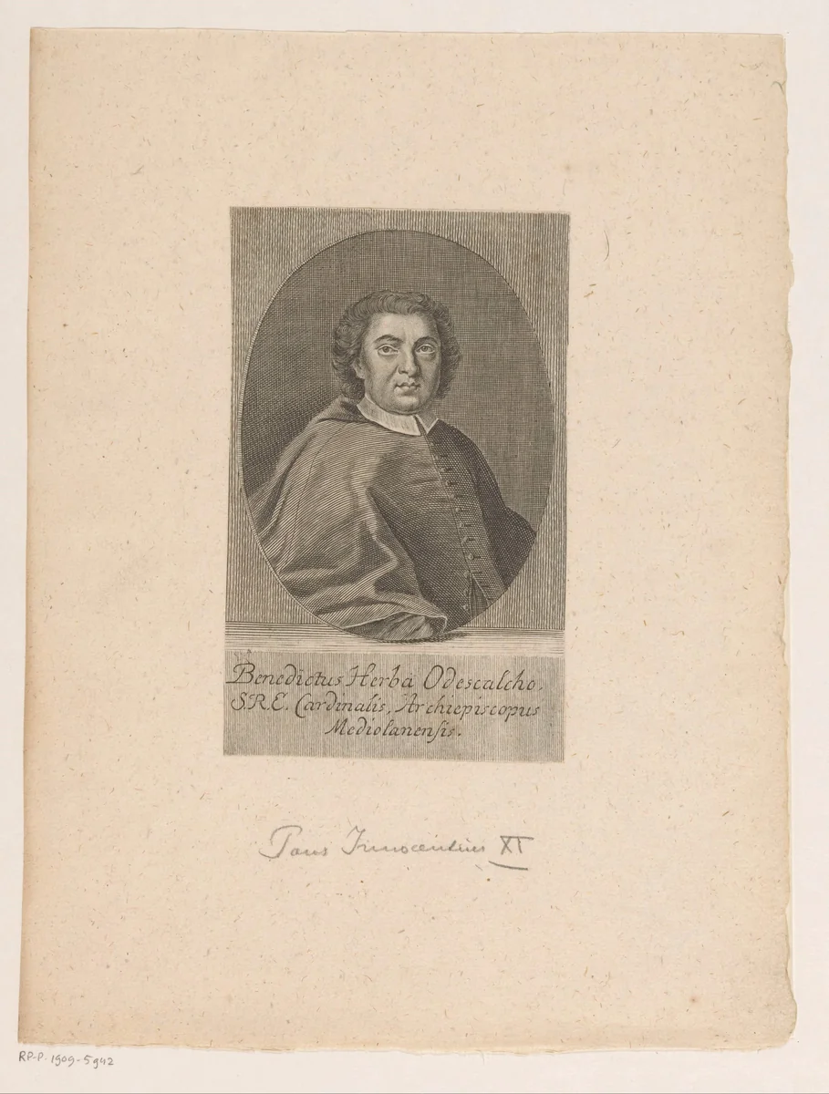 Portret van Benedetto Erba-Odeschalchi by Johann Martin Bernigeroth, print, 1712-1733
