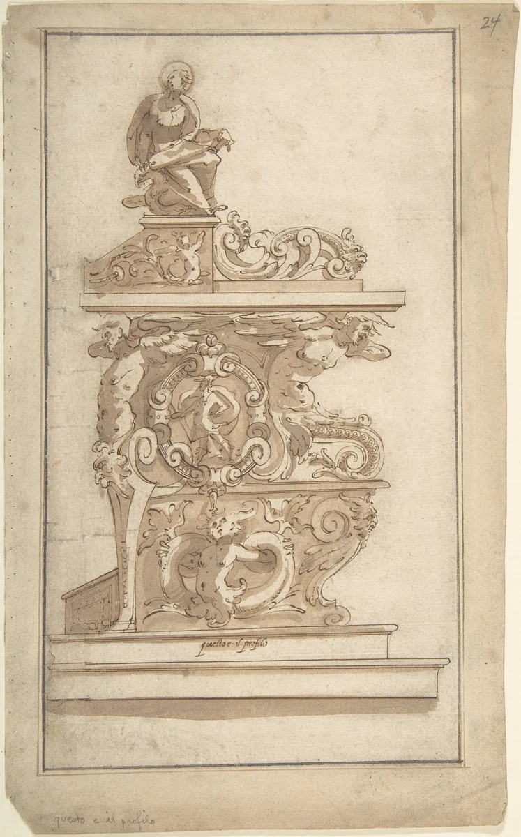 Design for a Lectern by anonymous, drawing, 1500-1599