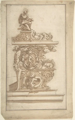 Design for a Lectern by anonymous, drawing, 1500-1599