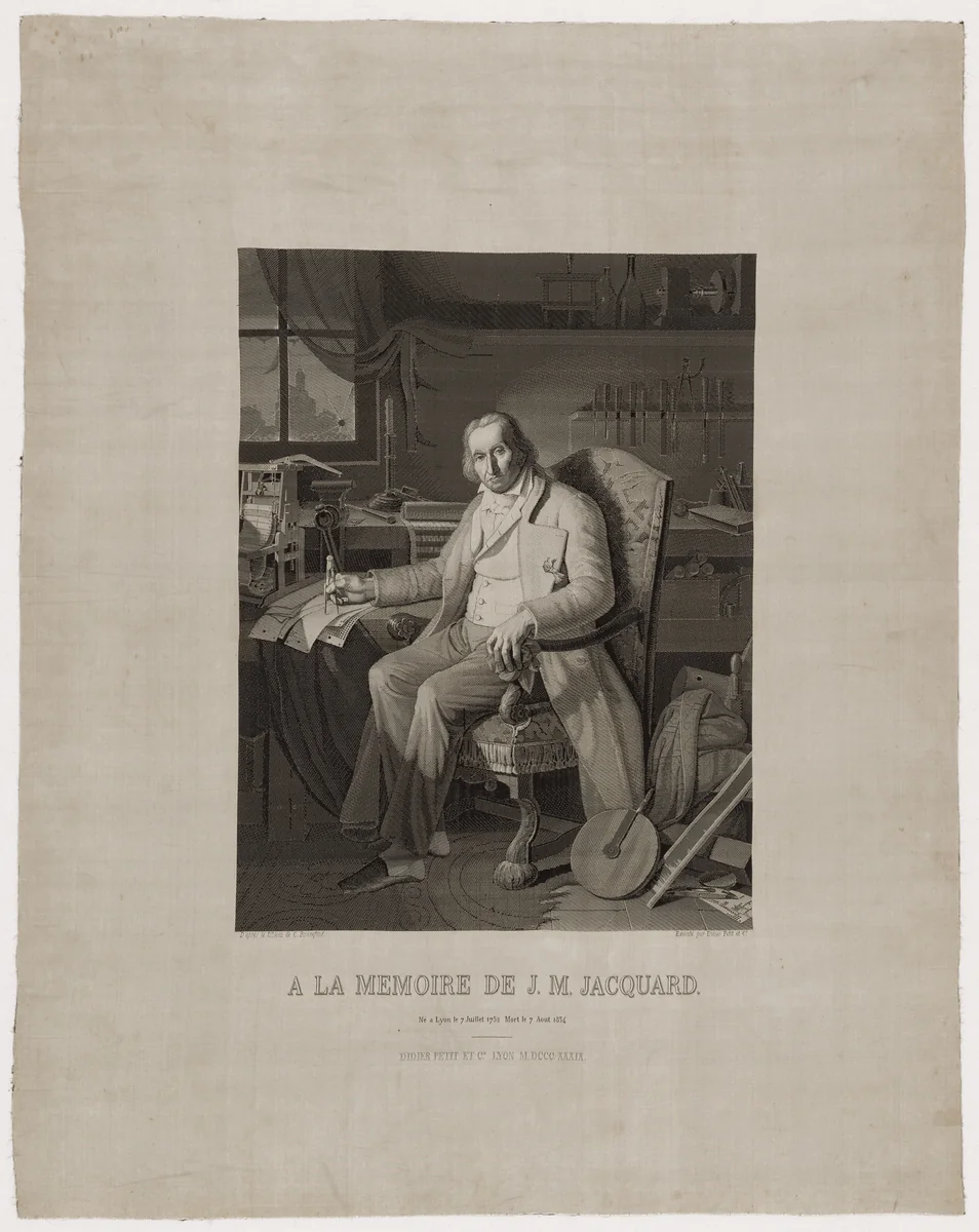 Portrait of Joseph Marie Jacquard (1752–1834) by Jean-Claude Bonnefond, textile, 1839