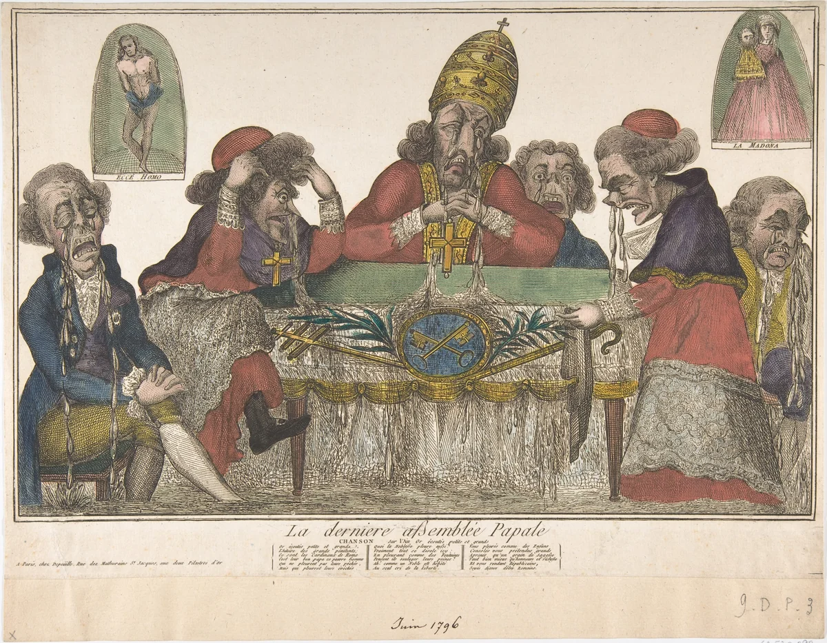 The Last Papal Assembly (La dernière assemblée papale) by anonymous, print, 1796