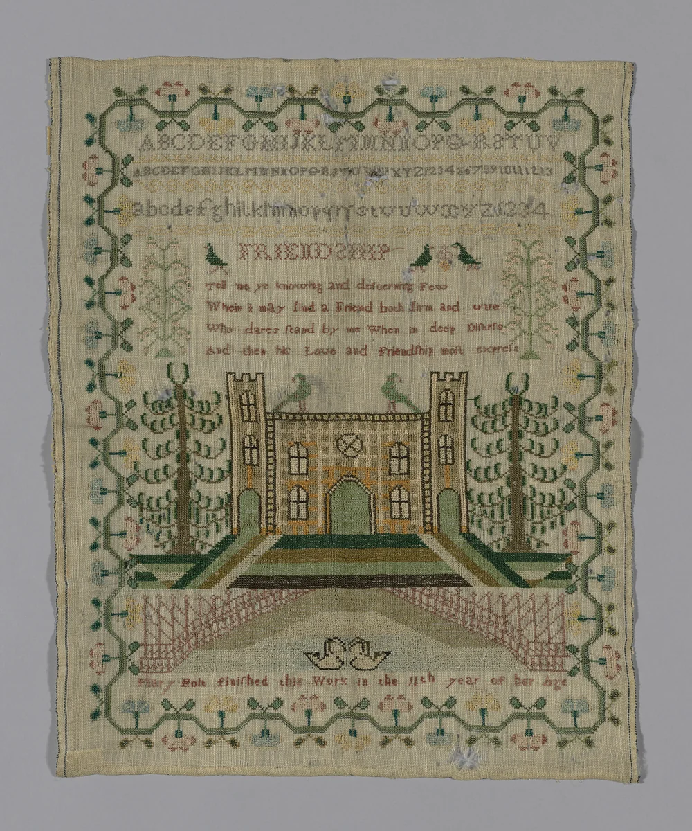 Sampler by Mary Holt, textile, 1801-1900