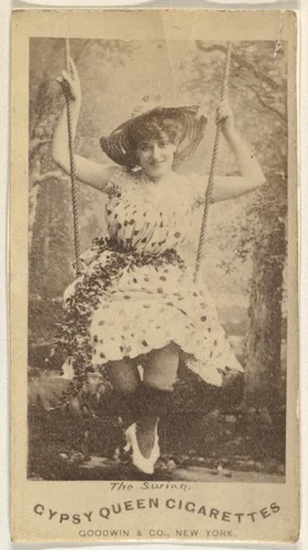 The Swing, from the Actors and Actresses series (N171) for Gypsy Queen Cigarettes by Goodwin & Company, photograph, 1886-1890