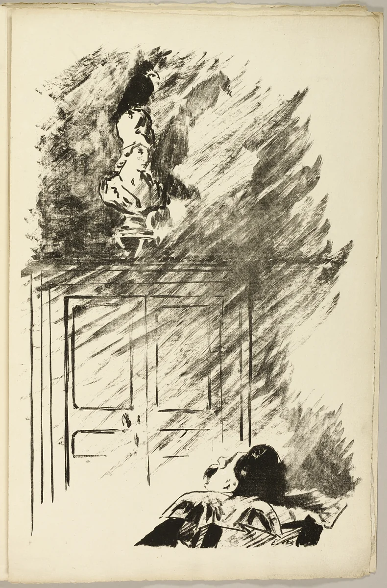 The Raven on the Bust of Pallas ("Perched upon a bust of Pallas..."), from The Raven (Le Corbeau) by Édouard Manet, print, 1875