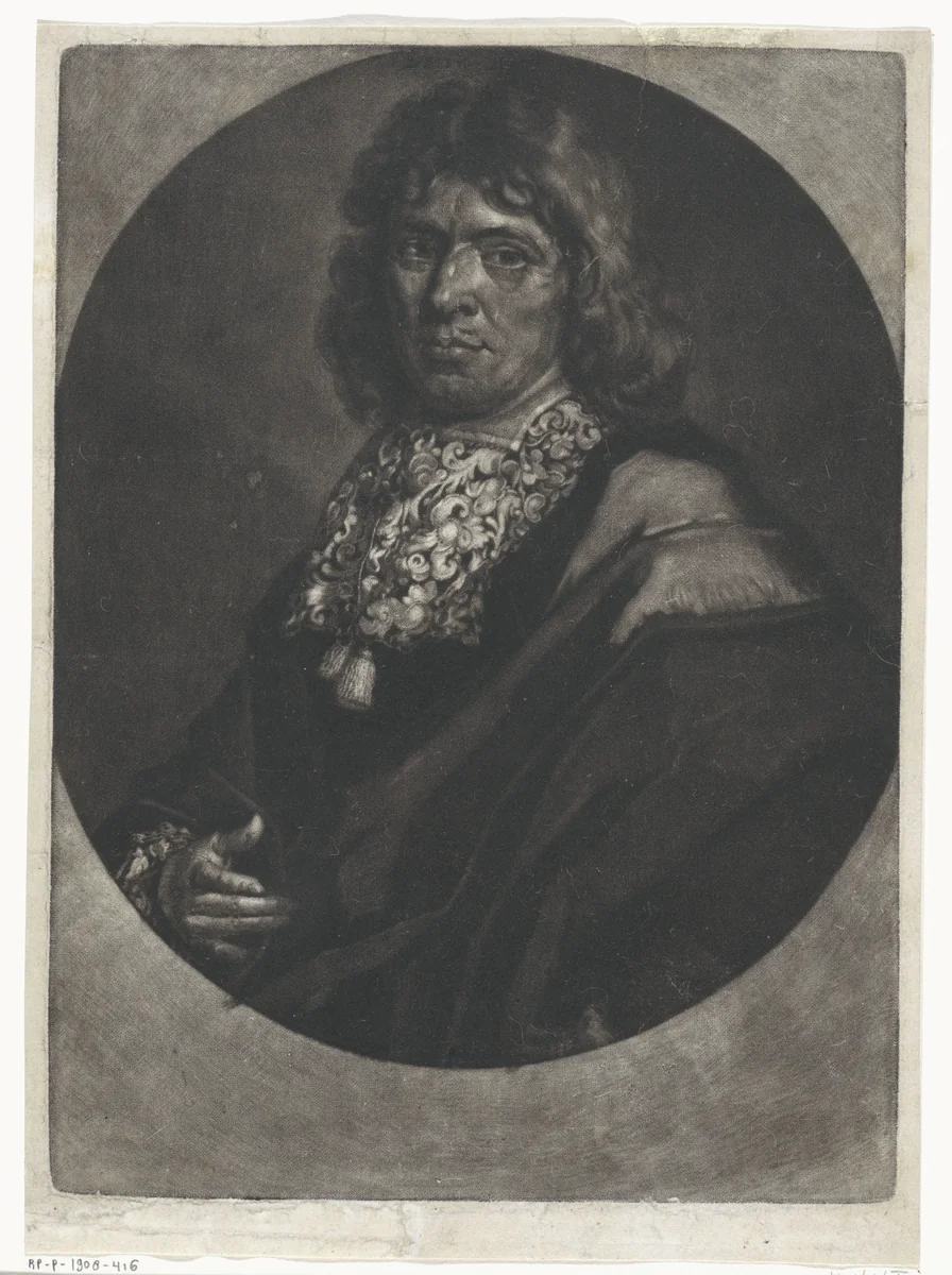 Portret van Adriaan Dortsman by Pieter van der Plas, print, 1687-1708