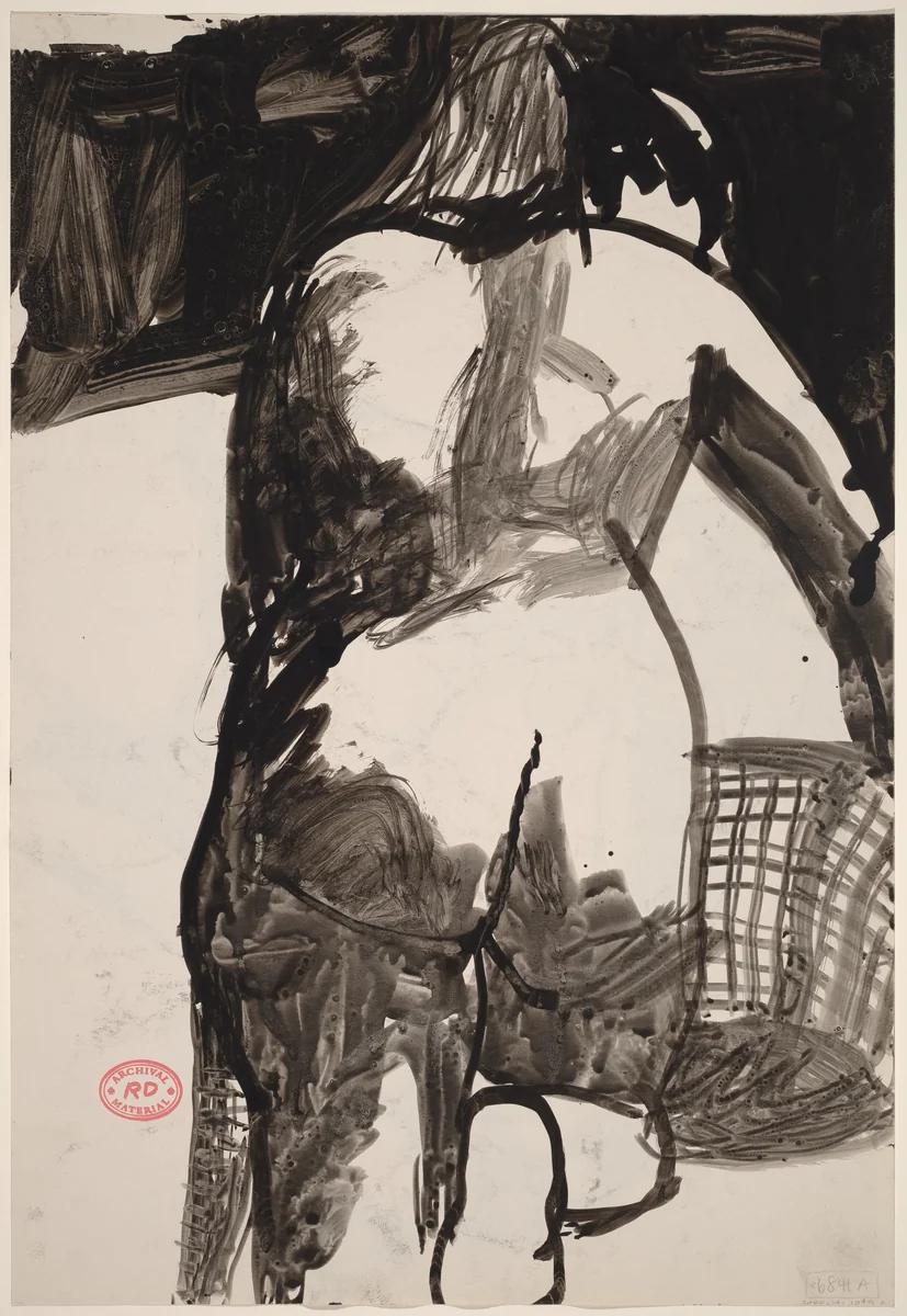 Untitled [back view of a female nude holding a basket] [recto] by Richard Diebenkorn, drawing, 1955-1967