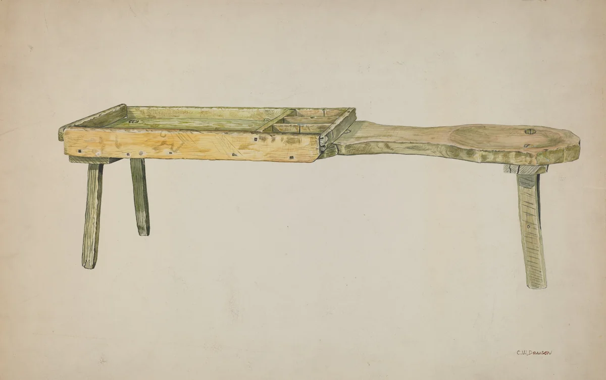 Shoe Bench by Clarence W. Dawson, index of american design, 1941