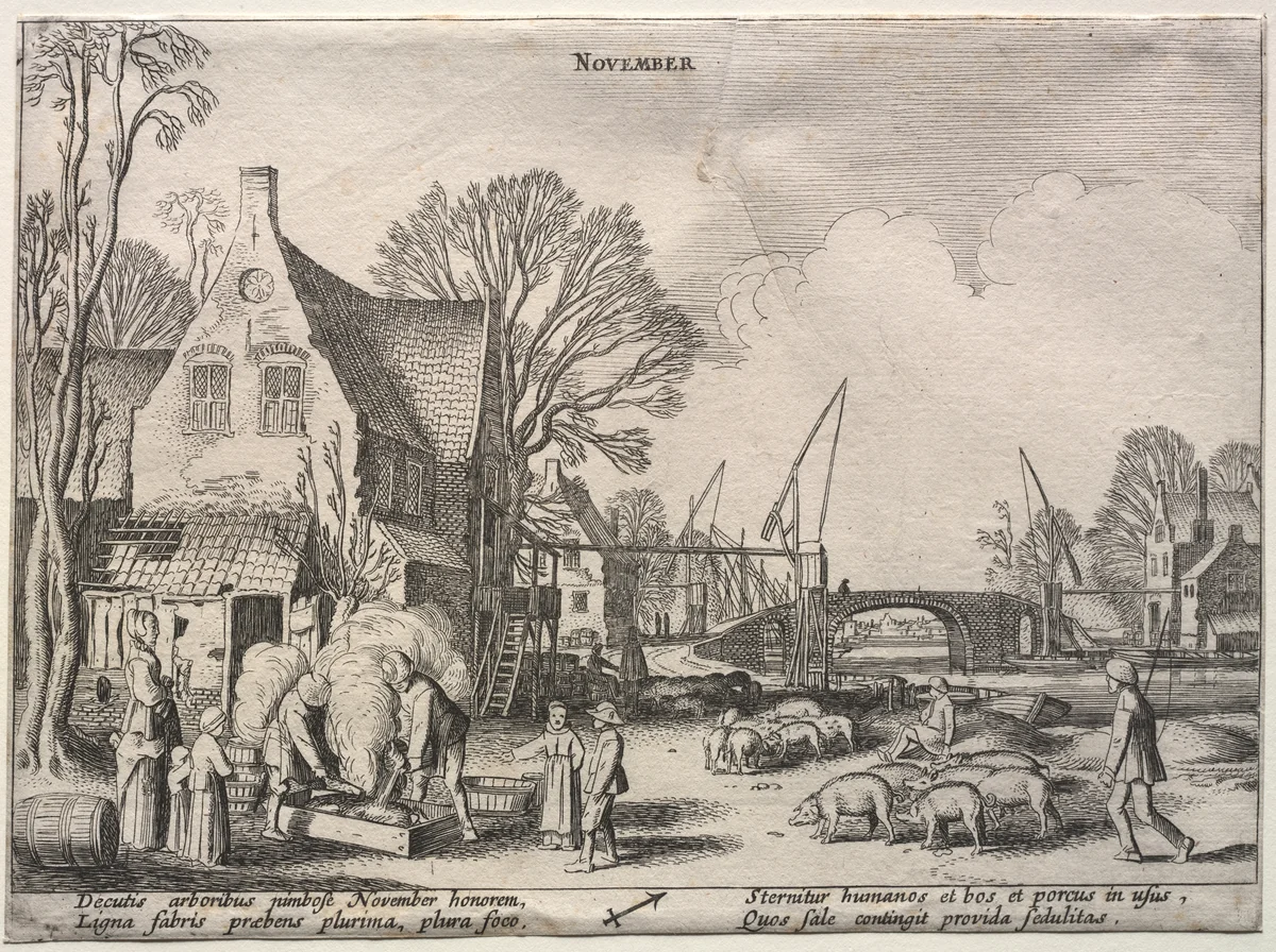 The Twelve Months: November by Jan van de Velde, print, 1608-1618