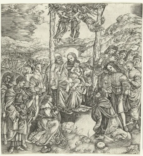 Aanbidding van de koningen by Unknown, print, 1510-1515